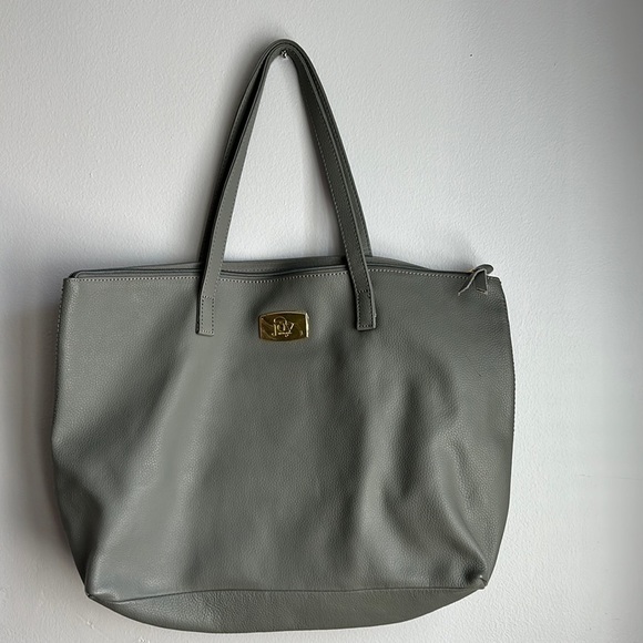 Grey leather Tote Joy Mangano - Picture 1 of 16